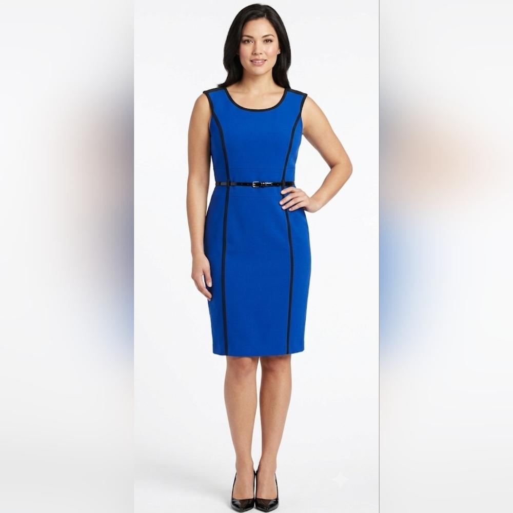 Elegant Blue and Black Mini Dress with belt size:14P